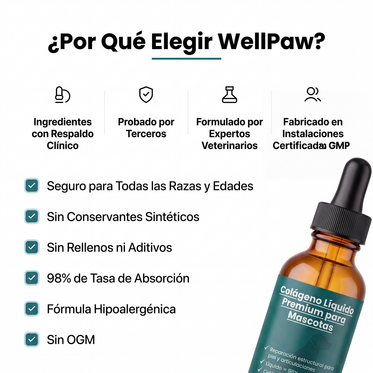 Colágeno Líquido Premium para Mascotas